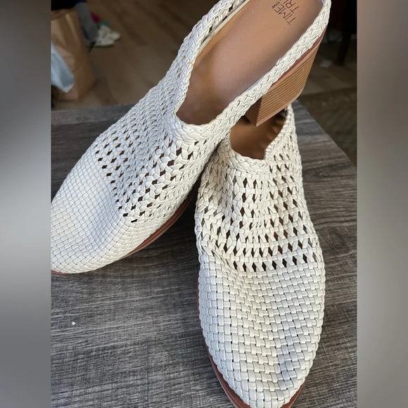 Time and True heeled mules wicker rattan light tan women’s size 11 NWT fall boot - Picture 7 of 7